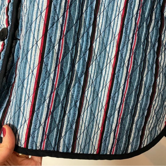 Vintage Quilted Jacket Reversible Womens Size XL Large Bon Worth Paisley Striped - Picture 6 of 11